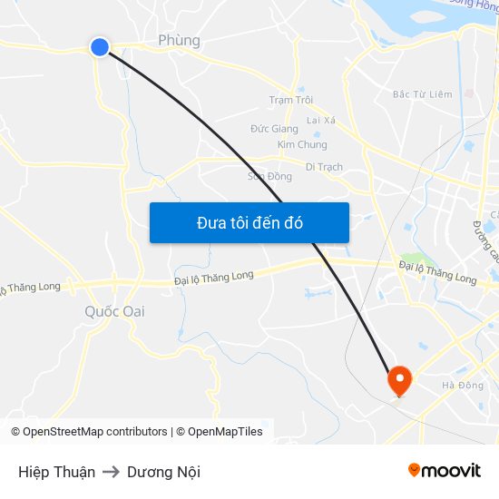 Hiệp Thuận to Dương Nội map