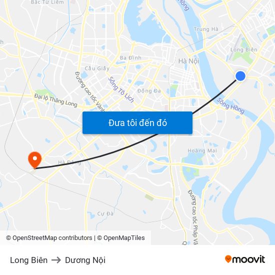 Long Biên to Dương Nội map