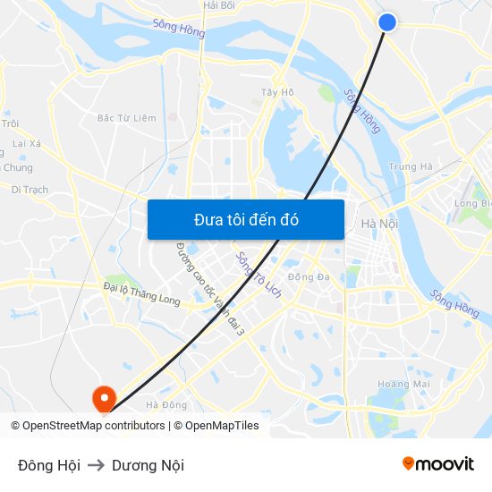 Đông Hội to Dương Nội map