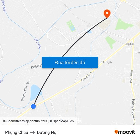 Phụng Châu to Dương Nội map