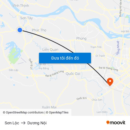 Sơn Lộc to Dương Nội map