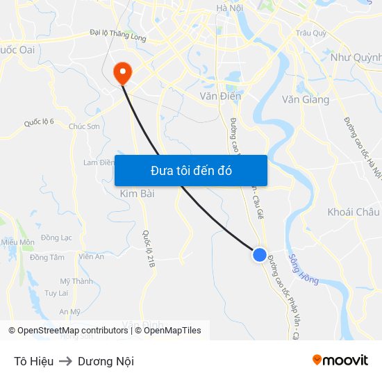 Tô Hiệu to Dương Nội map