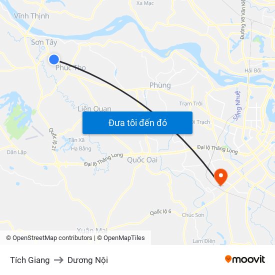 Tích Giang to Dương Nội map