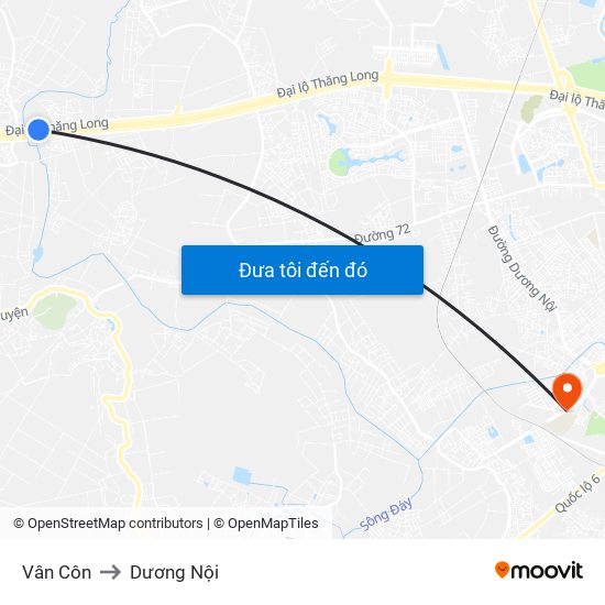 Vân Côn to Dương Nội map