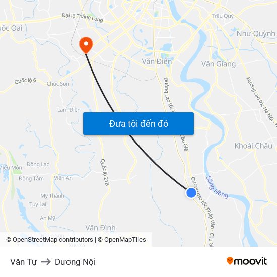 Văn Tự to Dương Nội map