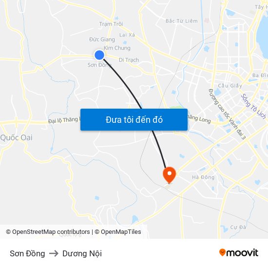 Sơn Đồng to Dương Nội map