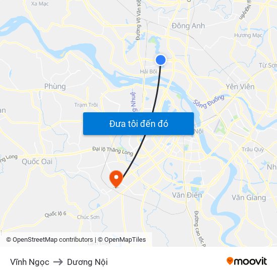 Vĩnh Ngọc to Dương Nội map