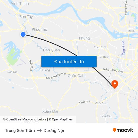 Trung Sơn Trầm to Dương Nội map