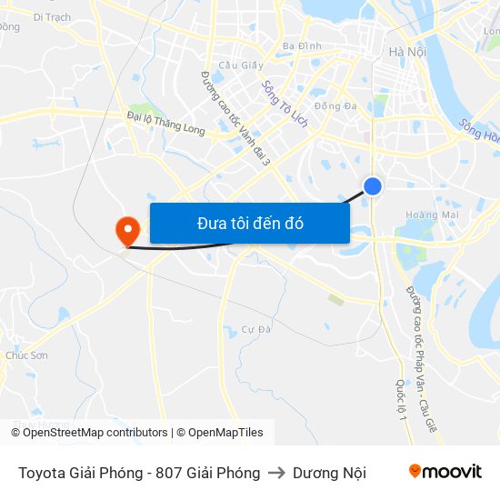 Toyota Giải Phóng - 807 Giải Phóng to Dương Nội map