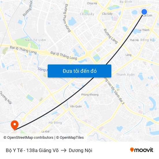 Bộ Y Tế - 138a Giảng Võ to Dương Nội map