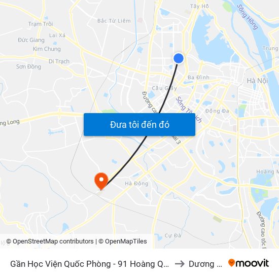Gần Học Viện Quốc Phòng - 91 Hoàng Quốc Việt to Dương Nội map