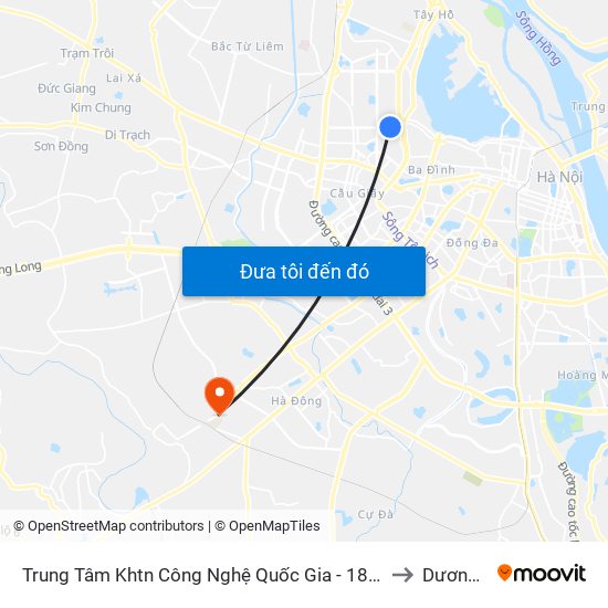 Trung Tâm Khtn Công Nghệ Quốc Gia - 18 Hoàng Quốc Việt to Dương Nội map