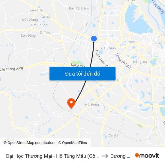 Đại Học Thương Mại - Hồ Tùng Mậu (Cột Sau) to Dương Nội map