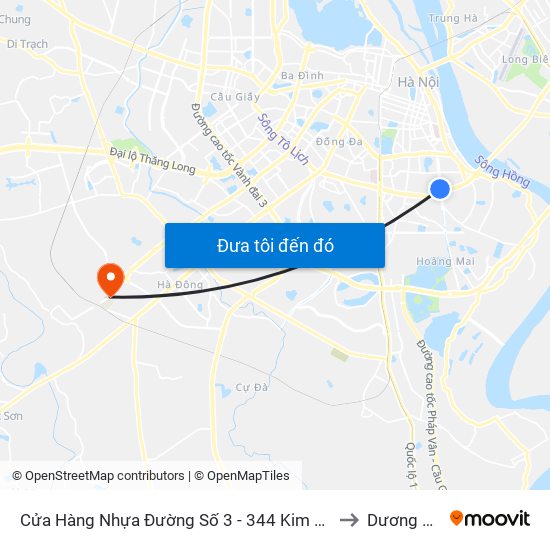 Cửa Hàng Nhựa Đường Số 3 - 344 Kim Ngưu to Dương Nội map