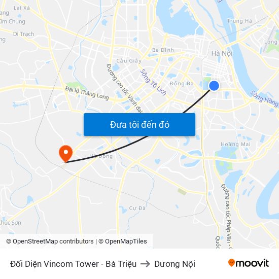Đối Diện Vincom Tower - Bà Triệu to Dương Nội map