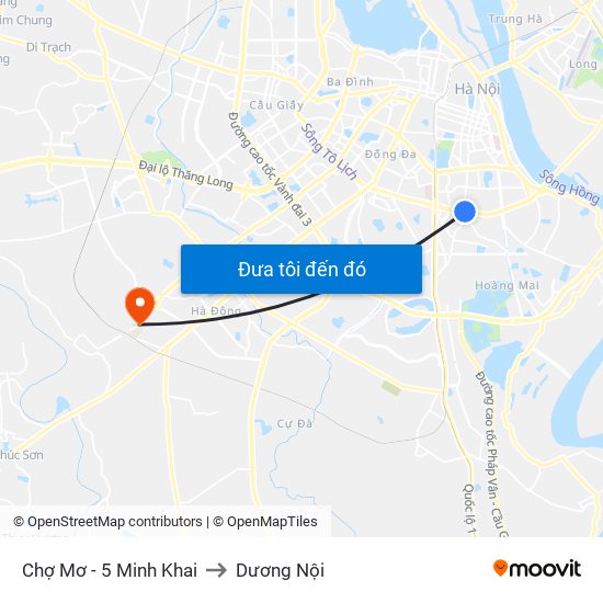 Chợ Mơ - 5 Minh Khai to Dương Nội map