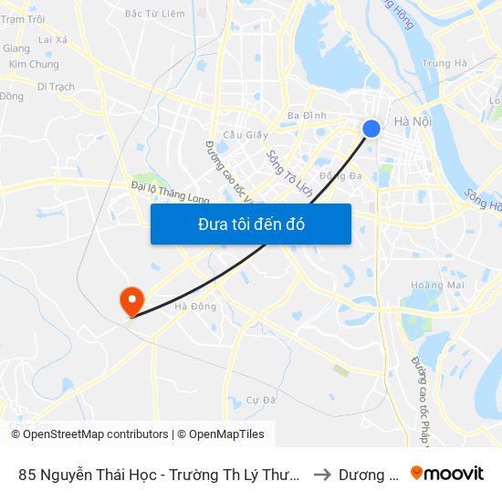 85 Nguyễn Thái Học - Trường Th Lý Thường Kiệt to Dương Nội map
