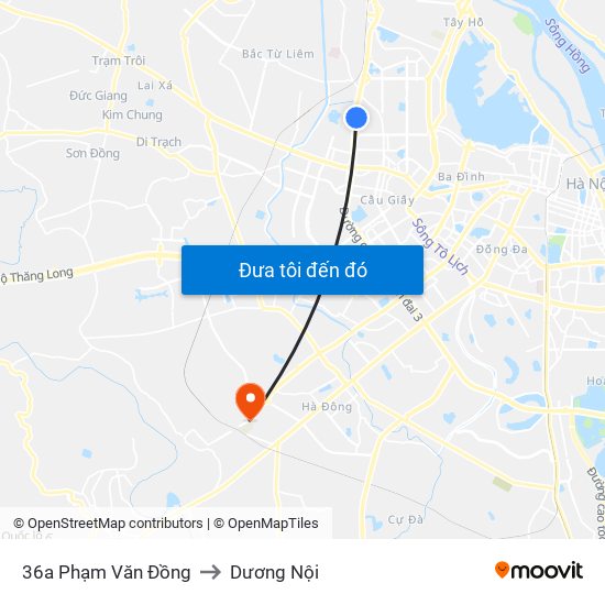 36a Phạm Văn Đồng to Dương Nội map