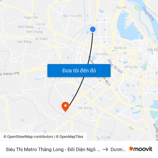 Siêu Thị Metro Thăng Long - Đối Diện Ngõ 599 Phạm Văn Đồng to Dương Nội map