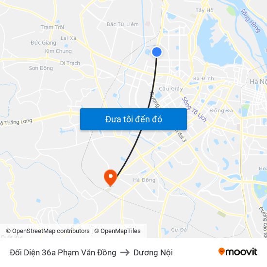 Đối Diện 36a Phạm Văn Đồng to Dương Nội map
