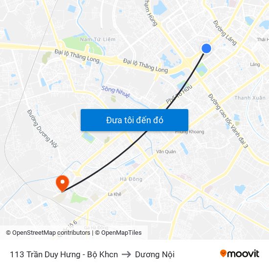 113 Trần Duy Hưng - Bộ Khcn to Dương Nội map