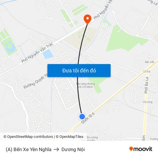 (A) Bến Xe Yên Nghĩa to Dương Nội map