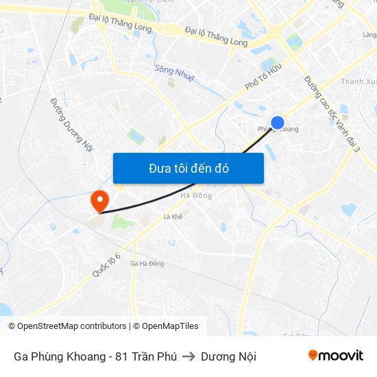 Ga Phùng Khoang - 81 Trần Phú to Dương Nội map