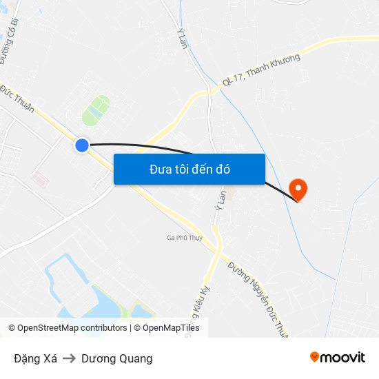 Đặng Xá to Dương Quang map