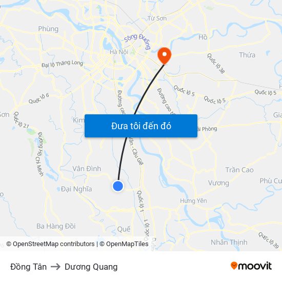 Đồng Tân to Dương Quang map