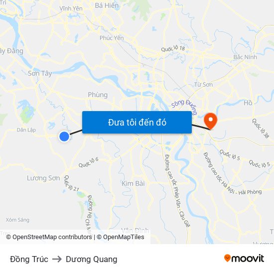 Đồng Trúc to Dương Quang map