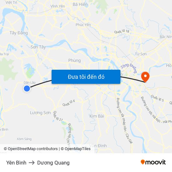 Yên Bình to Dương Quang map