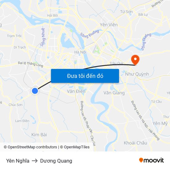 Yên Nghĩa to Dương Quang map