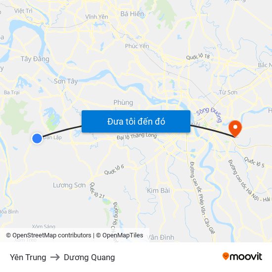 Yên Trung to Dương Quang map