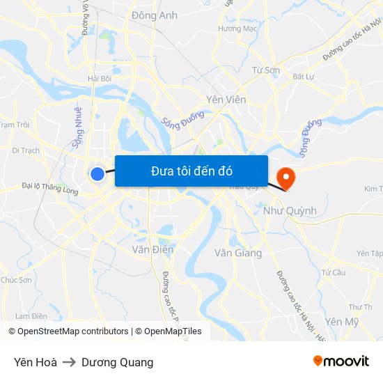 Yên Hoà to Dương Quang map