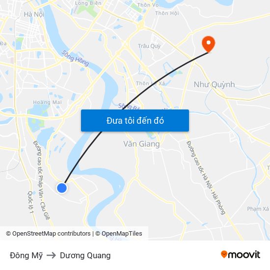 Đông Mỹ to Dương Quang map