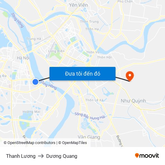 Thanh Lương to Dương Quang map