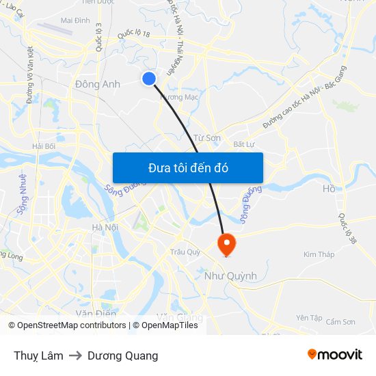 Thuỵ Lâm to Dương Quang map