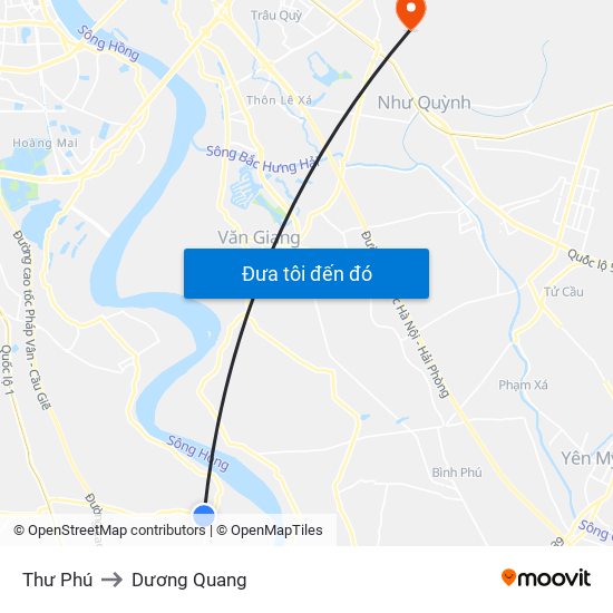 Thư Phú to Dương Quang map