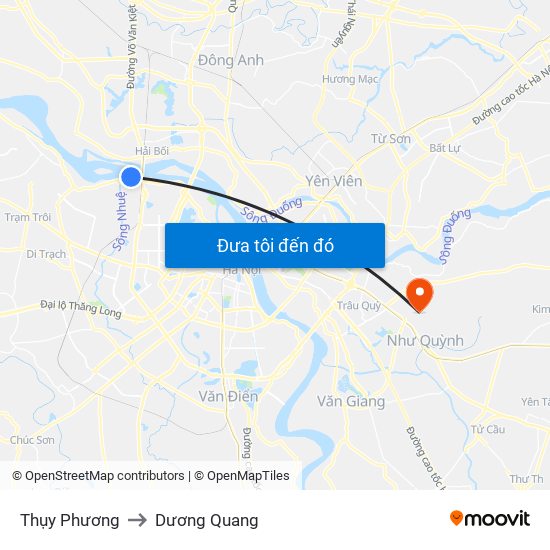 Thụy Phương to Dương Quang map