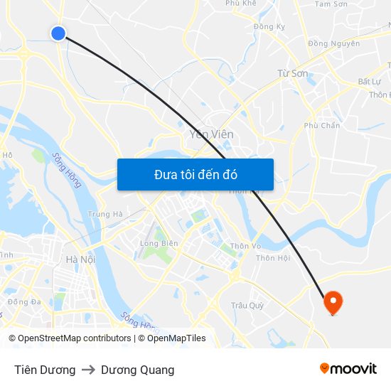 Tiên Dương to Dương Quang map