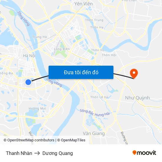 Thanh Nhàn to Dương Quang map