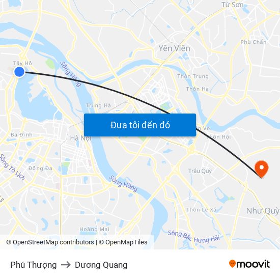 Phú Thượng to Dương Quang map
