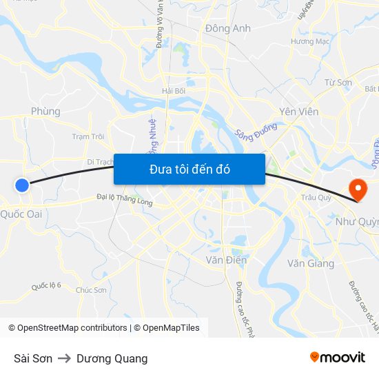 Sài Sơn to Dương Quang map