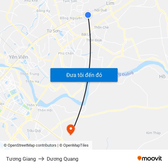 Tương Giang to Dương Quang map