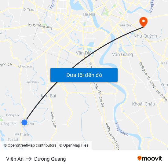 Viên An to Dương Quang map