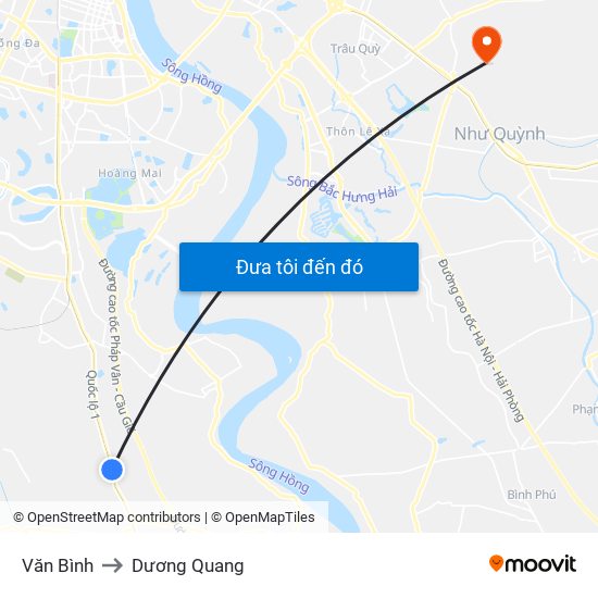 Văn Bình to Dương Quang map