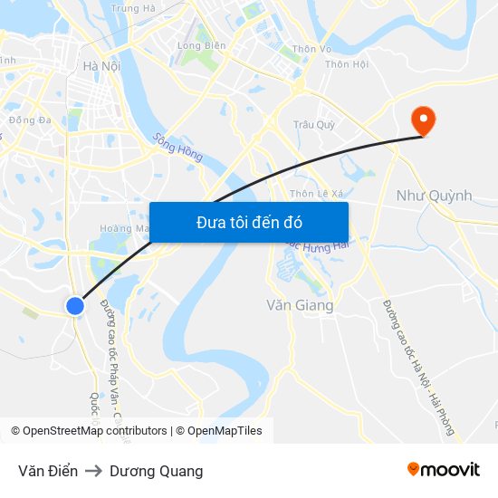 Văn Điển to Dương Quang map