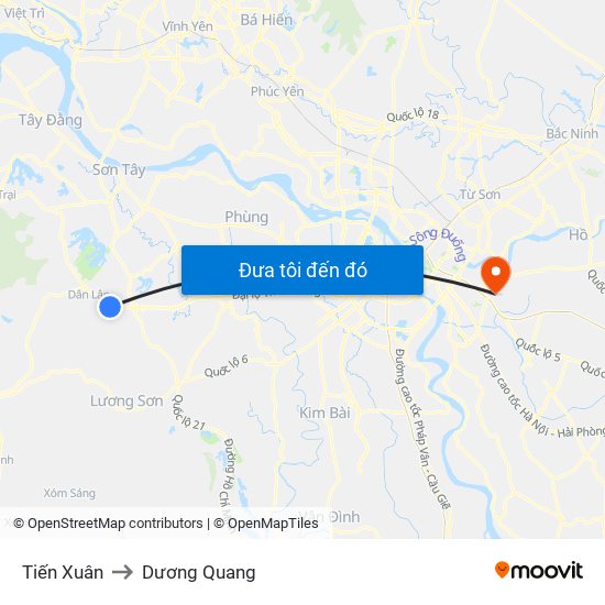 Tiến Xuân to Dương Quang map