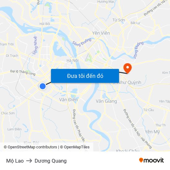 Mộ Lao to Dương Quang map