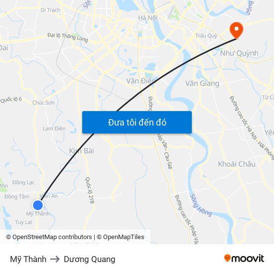 Mỹ Thành to Dương Quang map